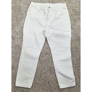 Good American Jeans Women's Cream Denim Straight Leg Pants High Rise Size 14/ 32